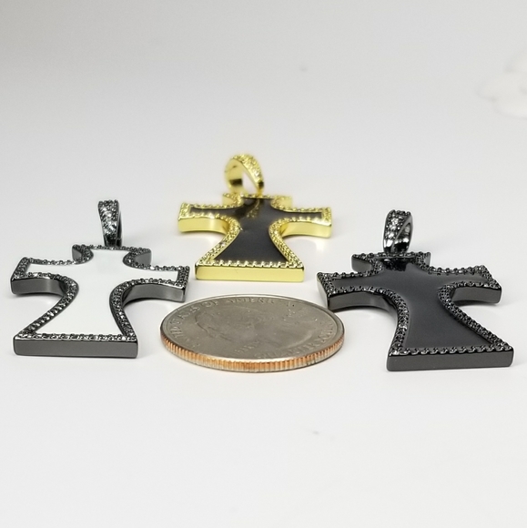 NWT Enamel Cross Pave CZ Pendant Charm NEW - Picture 4 of 8